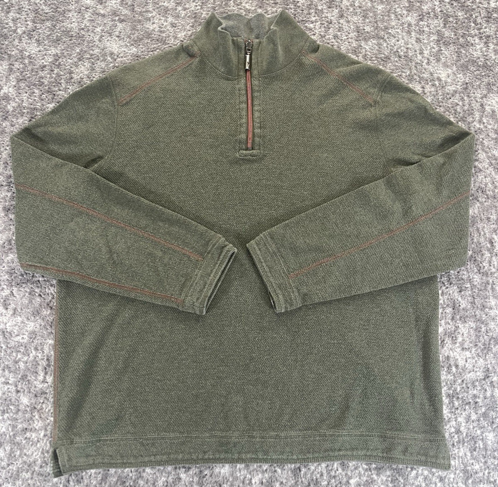 Tommy Bahama Men's Large 1/4 Zip Sweater Palm Moss Green
